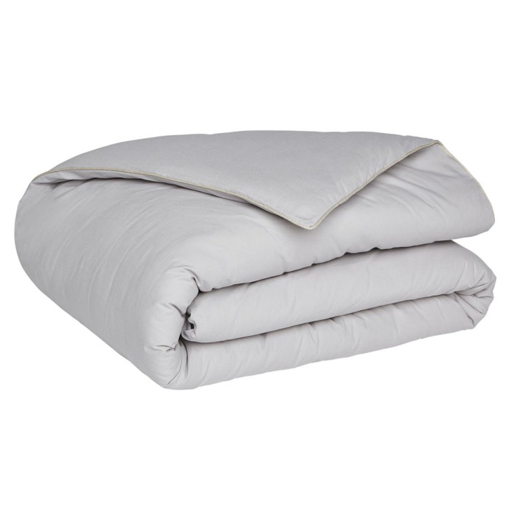 Housse de couette unie en coton bio, GRIS FALAISE