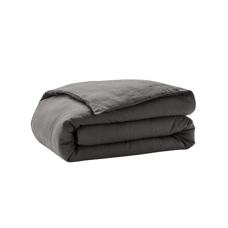 Housse de couette unie en lin, PARTI PRIS CHARBON