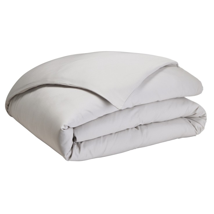 Housse de couette unie en satin de coton, BRUME