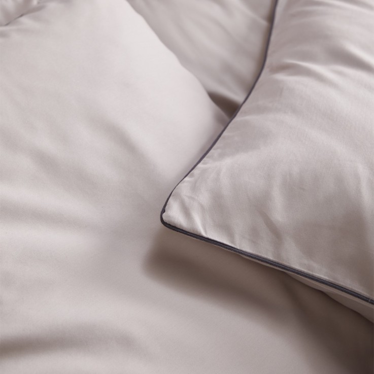 Housse de couette unie en satin de coton, BRUME