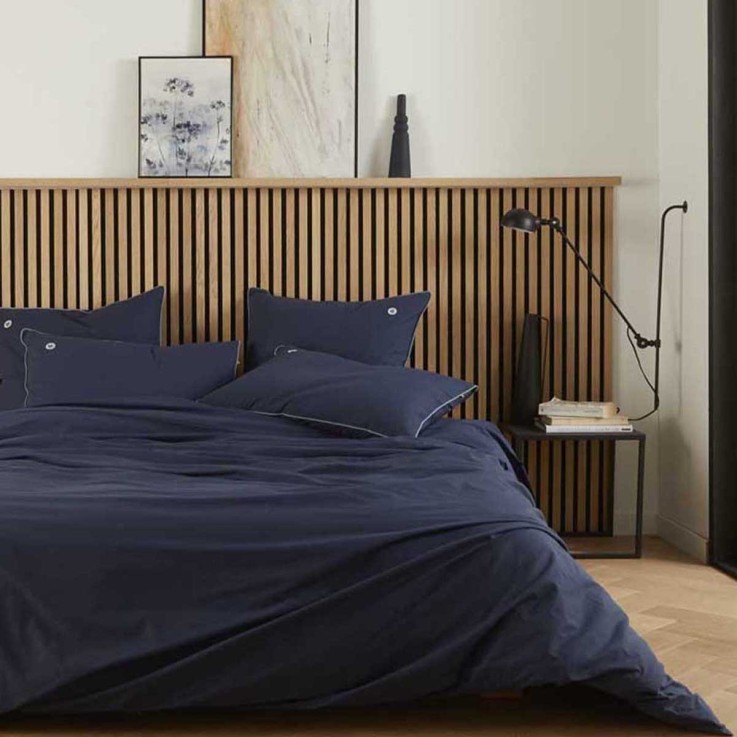 Housse de couette unie en coton bio, CŒUR BLEU
