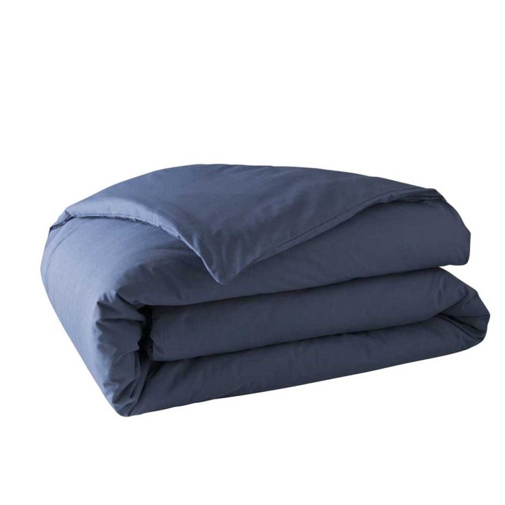 Housse de couette unie en coton bio, CŒUR BLEU
