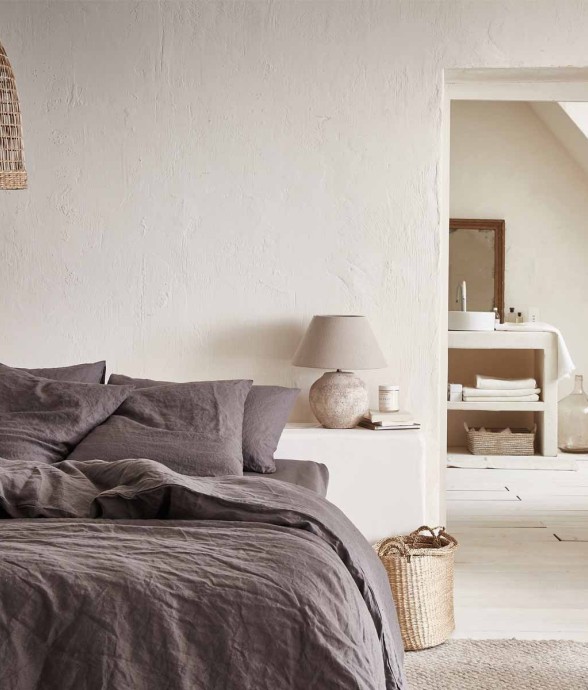 Housse de couette unie en...