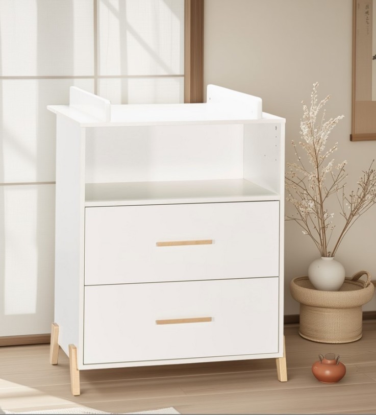Commode à langer sur pieds en bois blanc