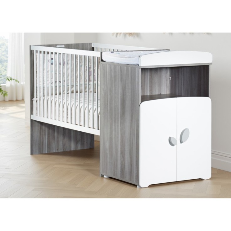 Lit combiné évolutif 60x120 en 90x190 en bois gris