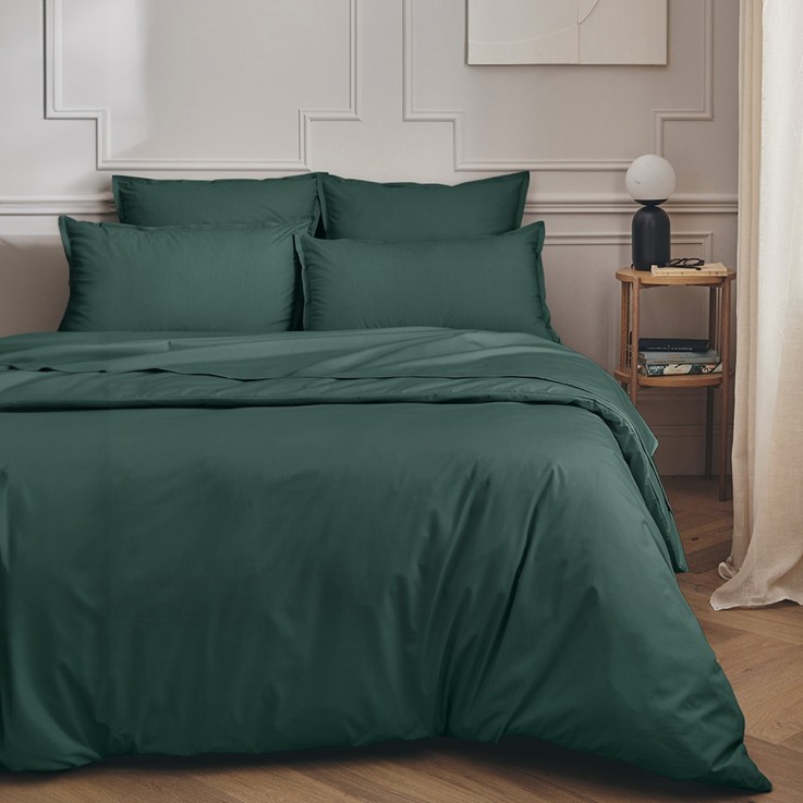 Parure de lit unie en percale de coton, taies carrées, PREMIÈRE