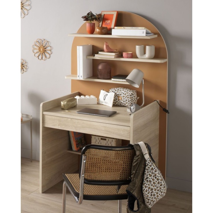Bureau enfant - décor bois chêne sépia forme arche