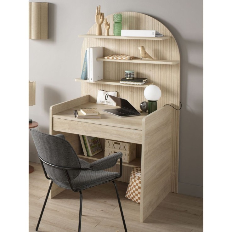 Bureau enfant - décor bois chêne sépia forme arche