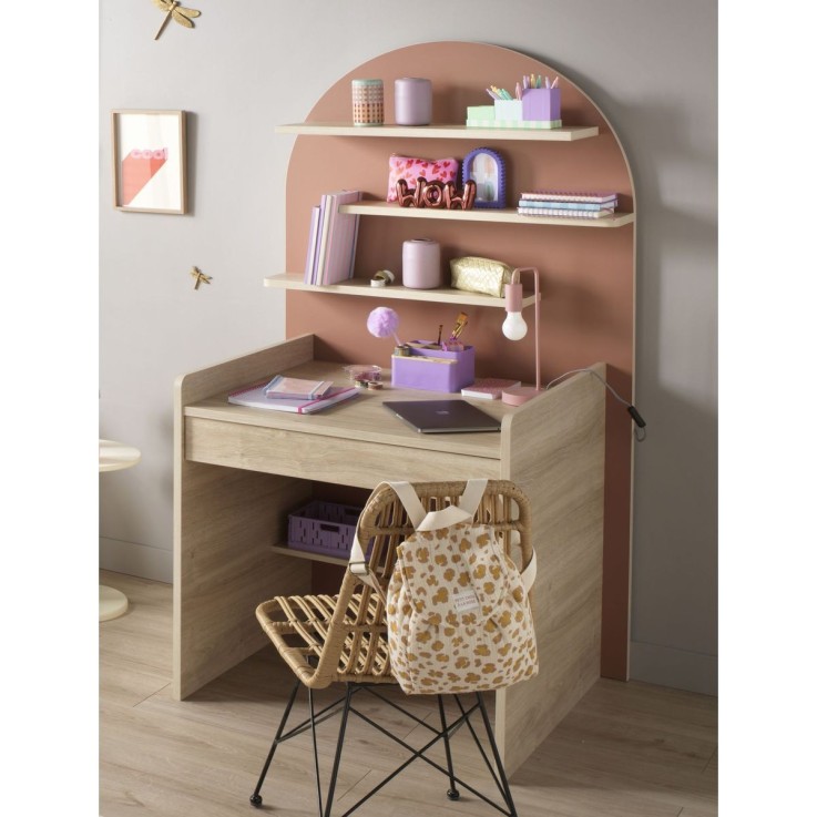 Bureau enfant - décor bois chêne sépia forme arche