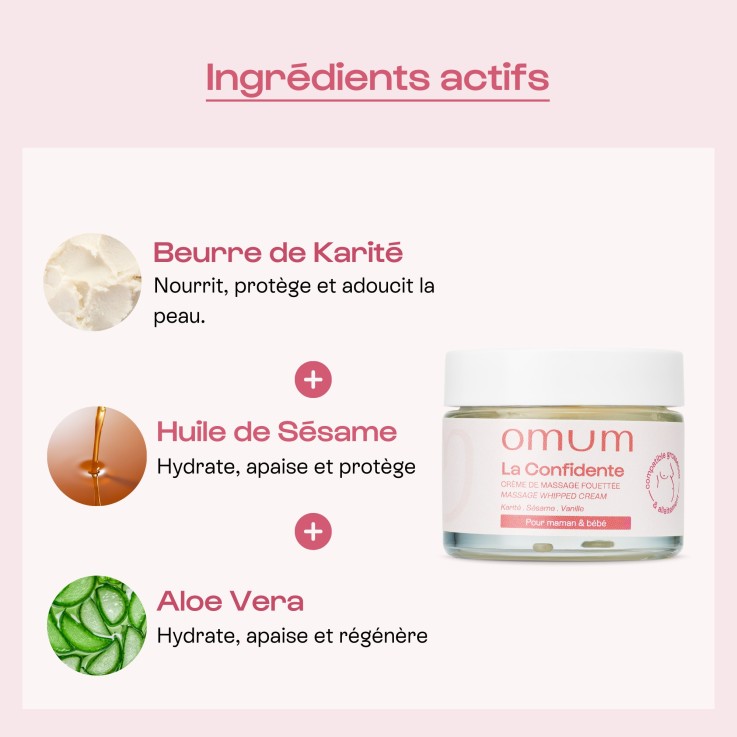 Crème de massage pour le corps fouettée & cocoon La Confidente (50 ml) Bio