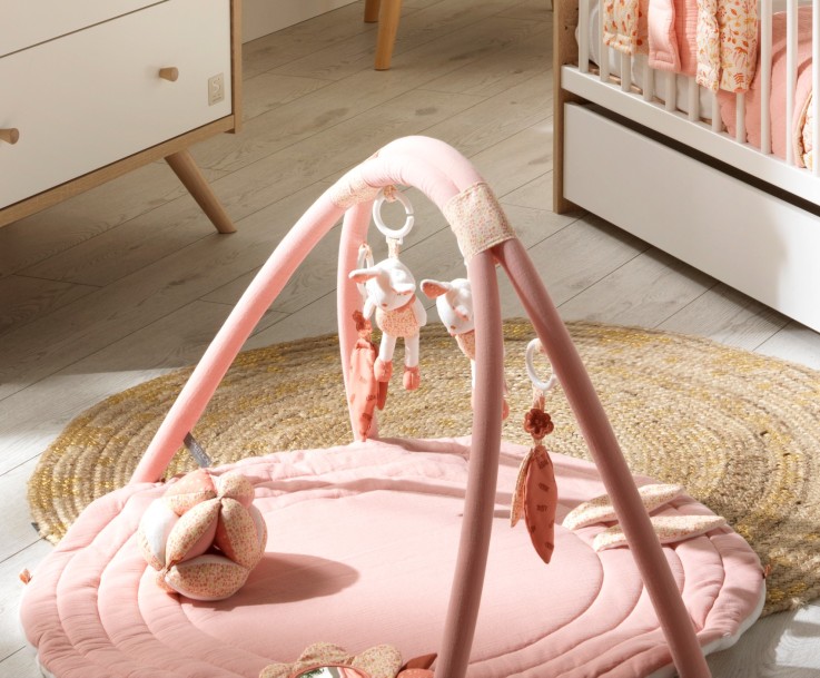 Tapis d'éveil avec arches en coton rose