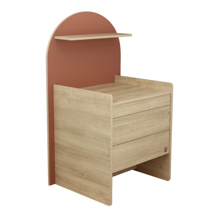 Commode à langer évolutive en bureau - décor bois chêne sépia forme arche