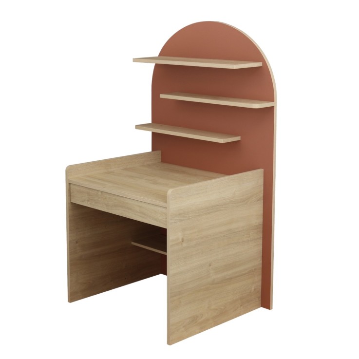 Commode à langer évolutive en bureau - décor bois chêne sépia forme arche