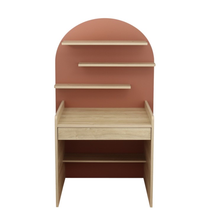 Commode à langer évolutive en bureau - décor bois chêne sépia forme arche