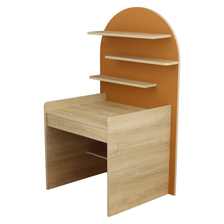 Commode à langer évolutive en bureau - décor bois chêne sépia forme arche