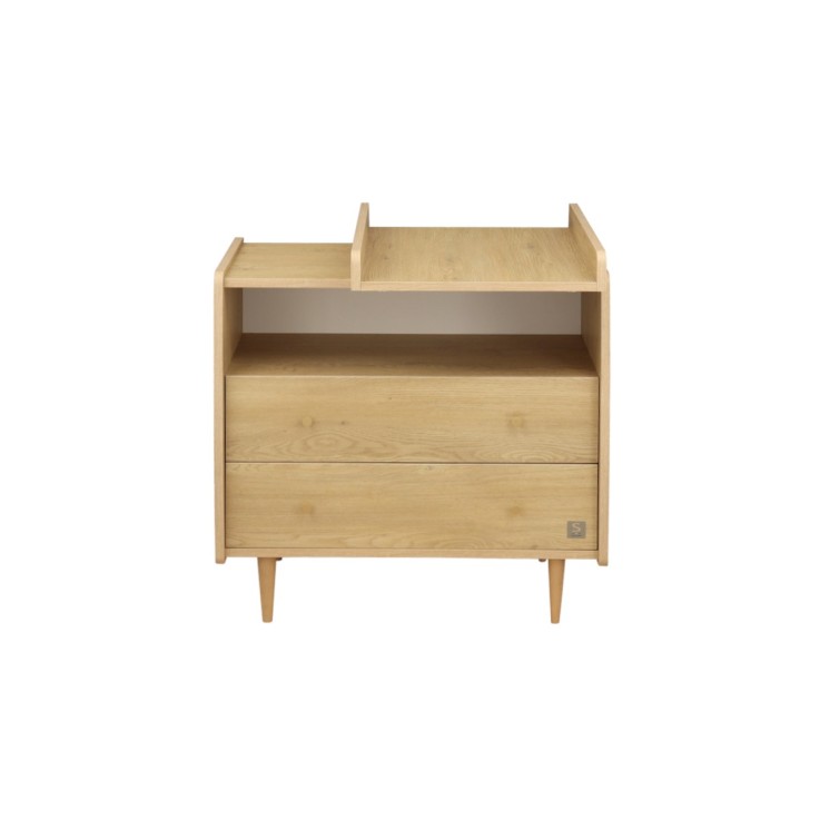 Plan à langer coulissant pour commode 2 tiroirs décor chêne vintage