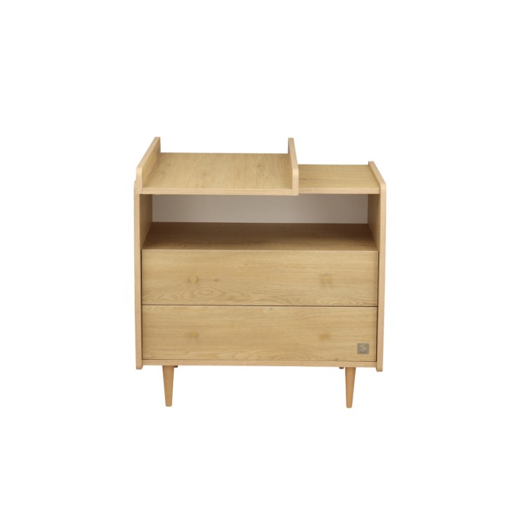 Plan à langer coulissant pour commode 2 tiroirs décor chêne vintage