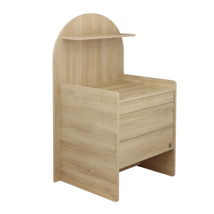 Commode à langer évolutive en bureau - décor bois chêne sépia forme arche