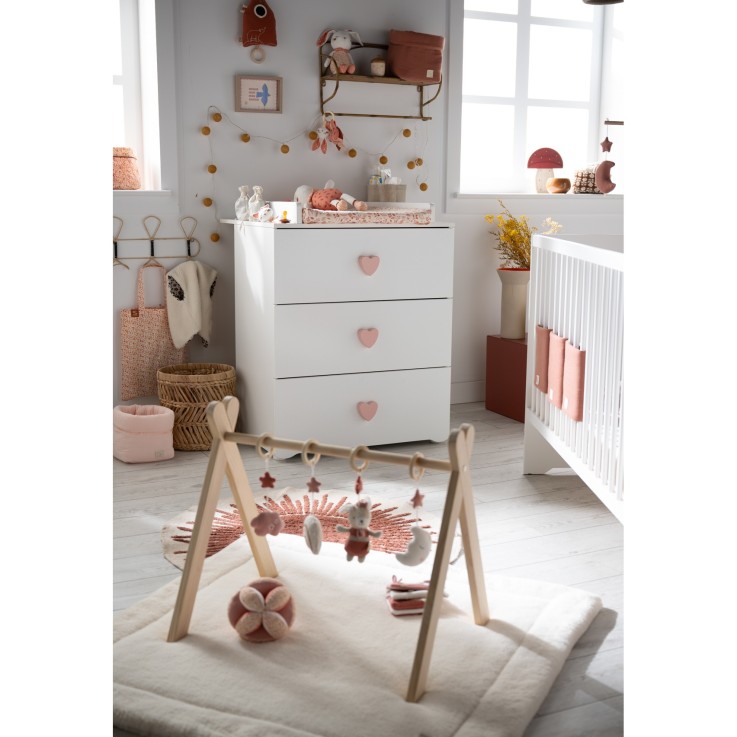 Chambre complète bébé avec lit 120x60cm à barreauxet commode à langer 3 tiroirs