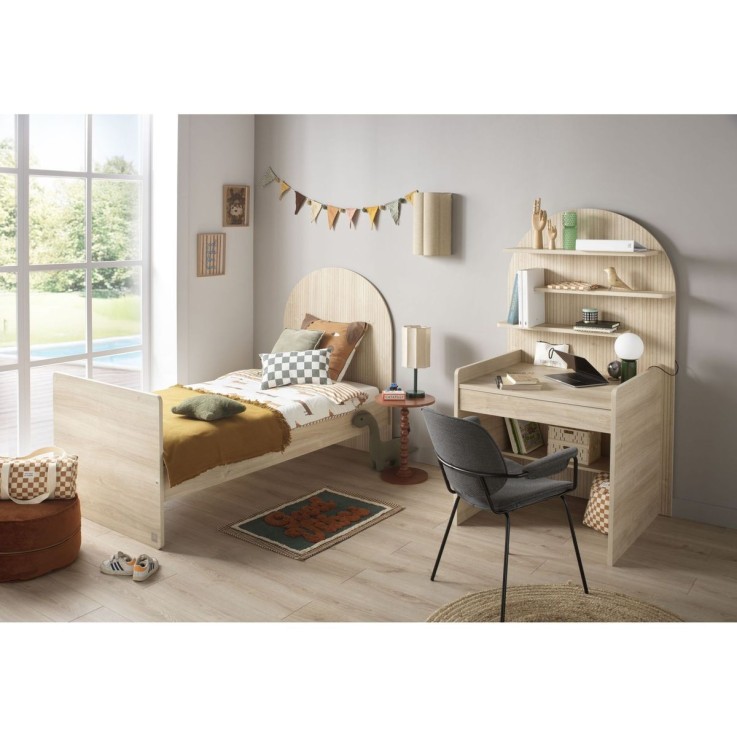 Pack chambre bébé évolutif – lit bébé 120x60 transformable en 90x190 + commode à langer évolutive en bureau