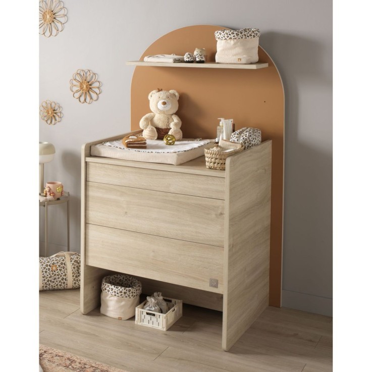 Pack chambre bébé évolutif – lit bébé 120x60 transformable en 90x190 + commode à langer évolutive en bureau