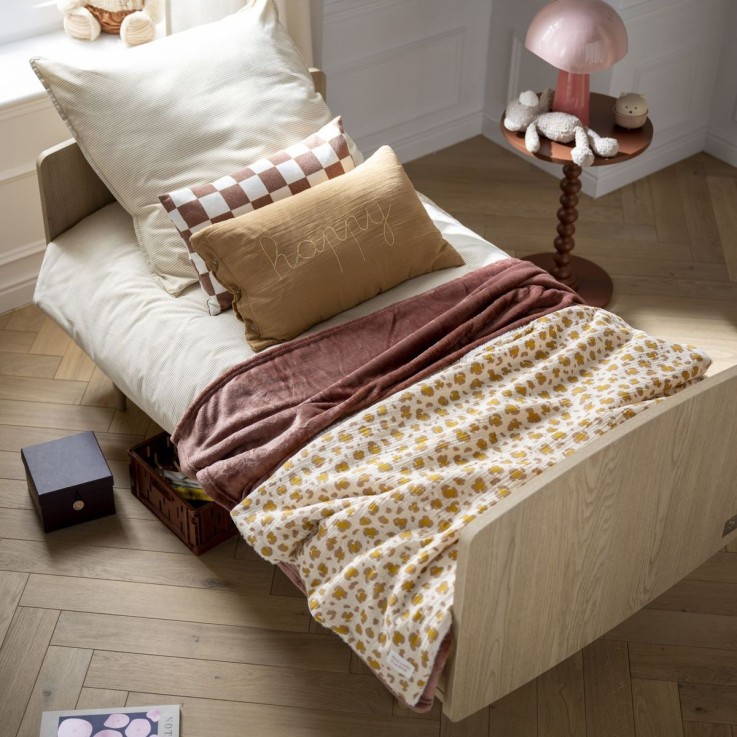 Chambre bébé évolutive My Love, Lit 140x70 évolutif et Commode à langer - Chêne Vintage