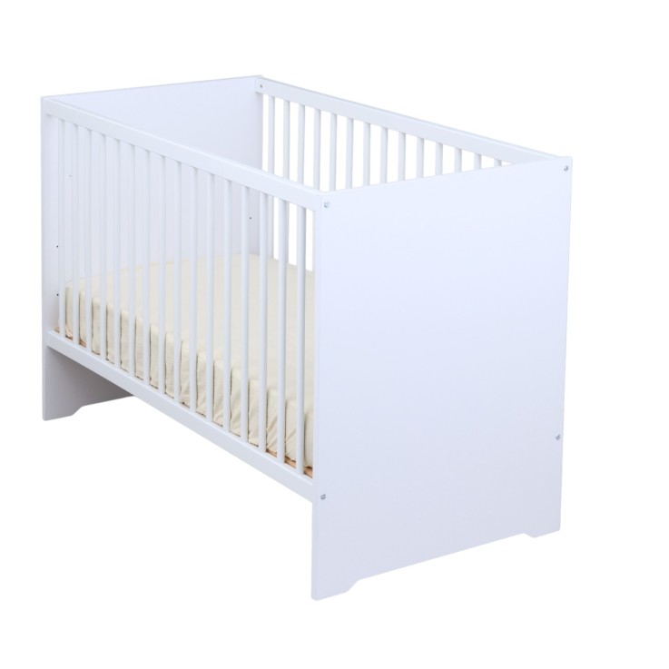 Chambre bébé duo: Lit 120x60 et commode à langer 2 portes blanc ultra.