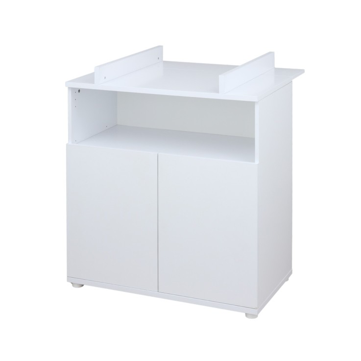 Chambre bébé duo: Lit 120x60 et commode à langer 2 portes blanc ultra.