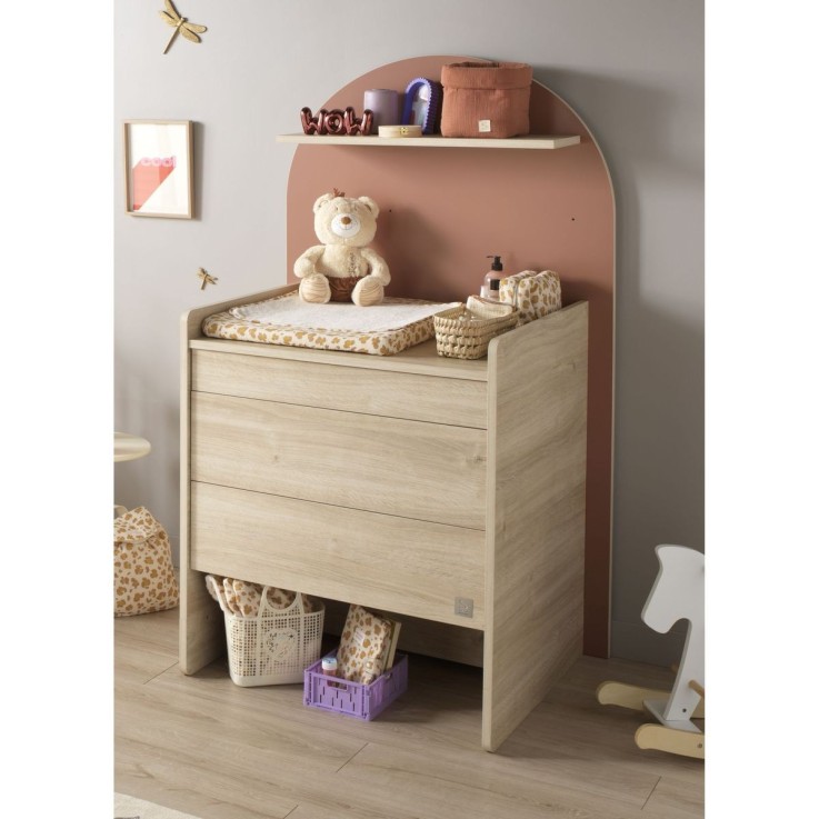 Pack chambre bébé évolutif – lit bébé 120x60 transformable en 90x190 + commode à langer évolutive en bureau