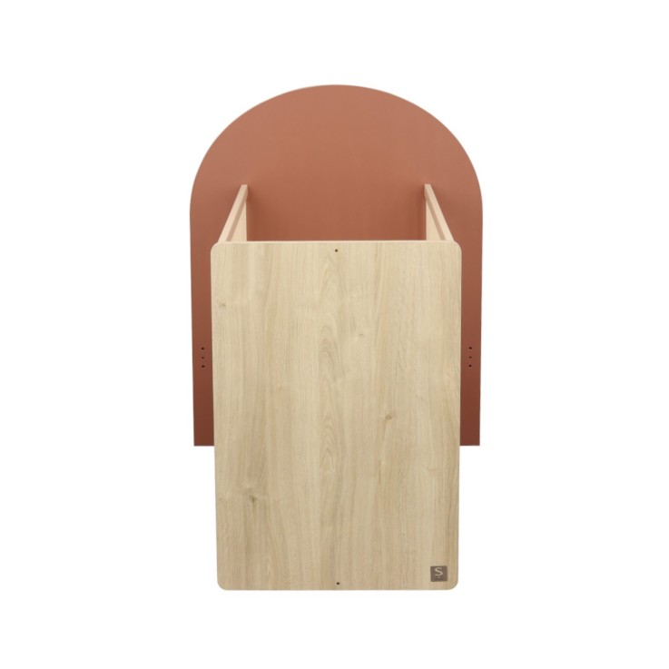 Lit bébé évolutif 120x60 en 90x190 - décor bois chêne sépia forme arche