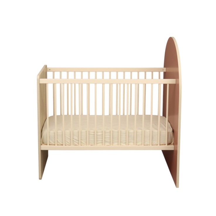 Lit bébé évolutif 120x60 en 90x190 - décor bois chêne sépia forme arche