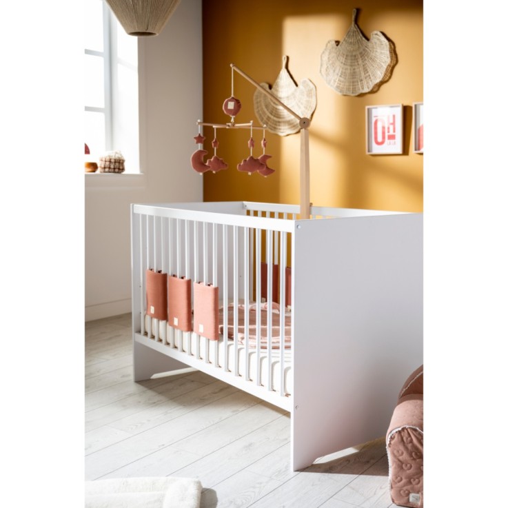 Lit bébé 120x60 avec têtes de lit panneaux blanc ultra