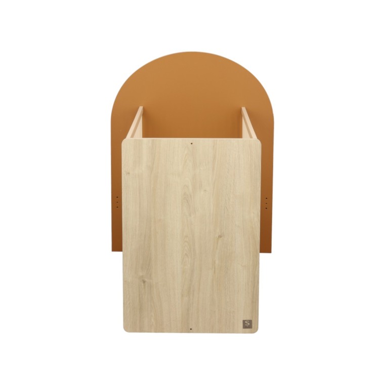 Lit bébé évolutif 120x60 en 90x190 - décor bois chêne sépia forme arche