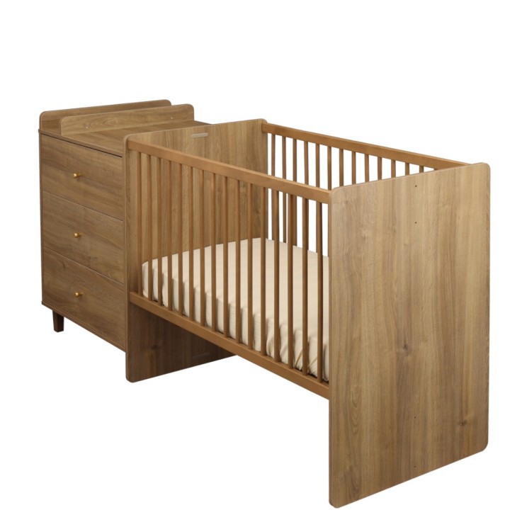 Lit combiné 120x60 évolutif en 90x190 décor bois chêne mokka