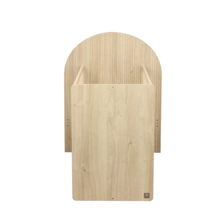 Lit bébé évolutif 120x60 en 90x190 - décor bois chêne sépia forme arche