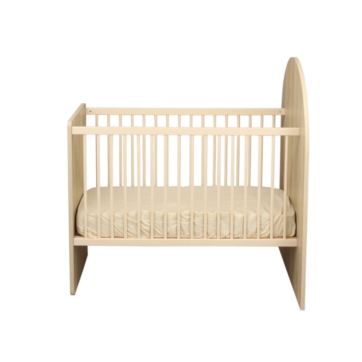 Lit bébé évolutif 120x60 en 90x190 - décor bois chêne sépia forme arche