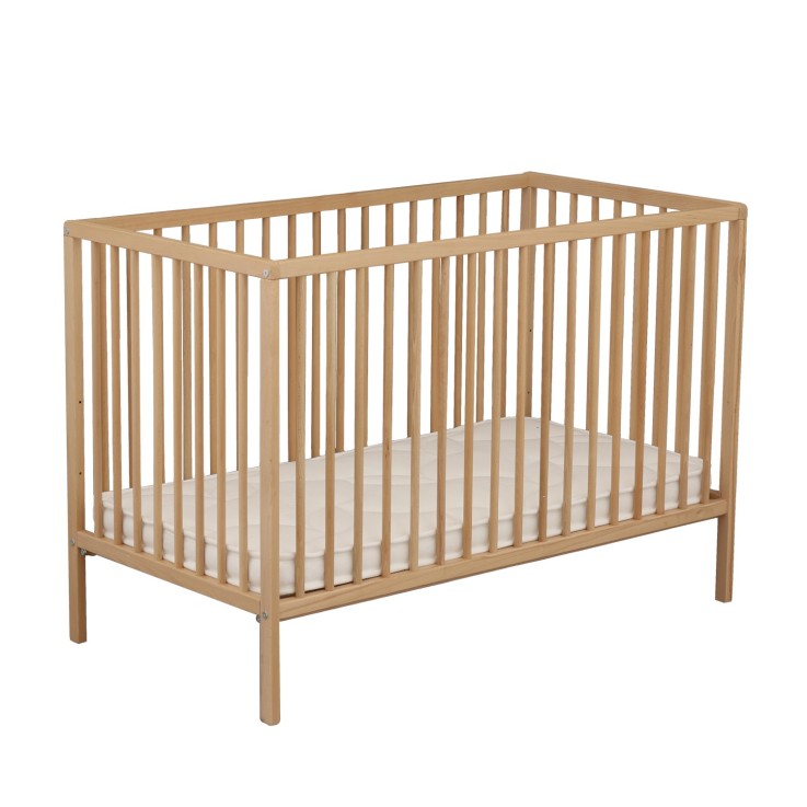 Lit bébé tout barreaux en bois matelas inclus