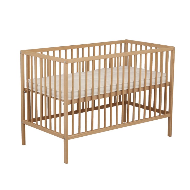 Lit bébé tout barreaux en bois matelas inclus