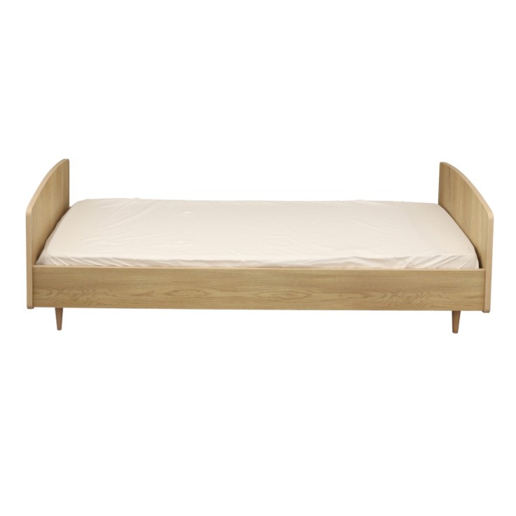 Lit junior 190x90cm avec sommier et matelas inclus - décor bois chêne vintage