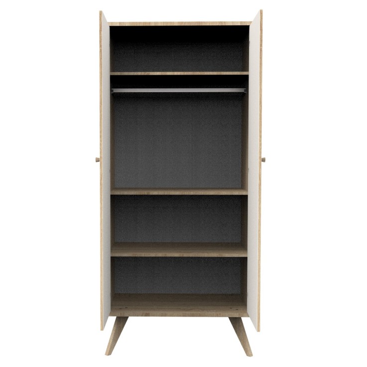 Armoire 2 portes avec pieds bois-décor vanille