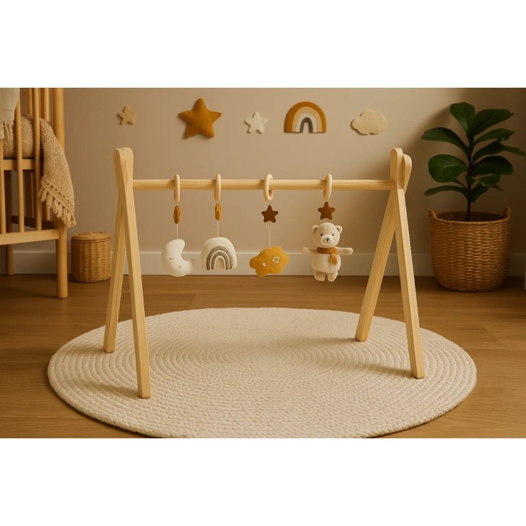 Arche d'éveil bois avec 4 jouets