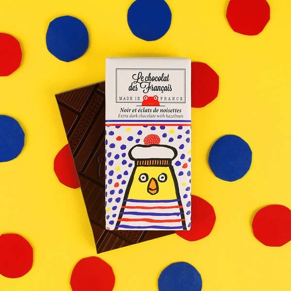 Mini tablette chocolat noir 71% et éclats de noisettes bio - La Poule Mouillée - Mini tablette de 25g