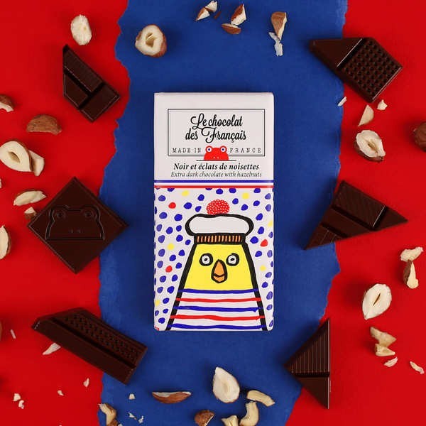Mini tablette chocolat noir 71% et éclats de noisettes bio - La Poule Mouillée - Mini tablette de 25g