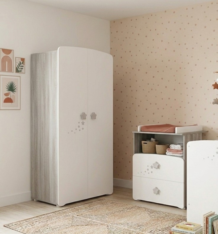 Armoire 2 portes bébé 175x85x56cm en bois