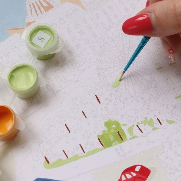 Kit peinture au numéro un printemps à Paris 24,5 cm x 32,5 cm