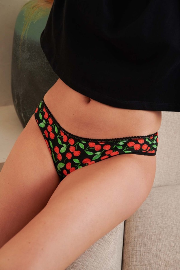 Culotte menstruelle  GOTS - Flux moyen - Cerises Noir