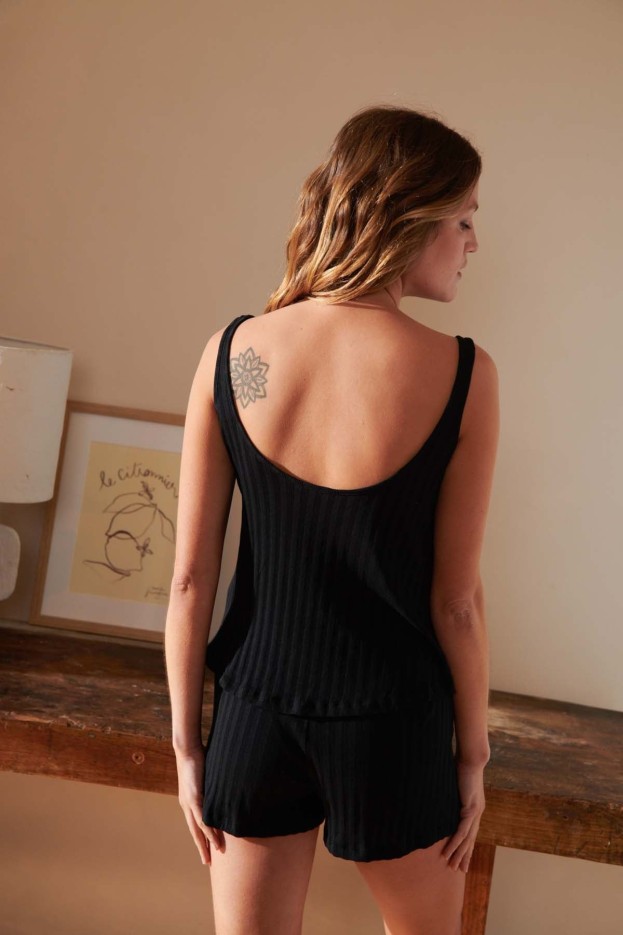 Pyjama Débardeur Coton Noir