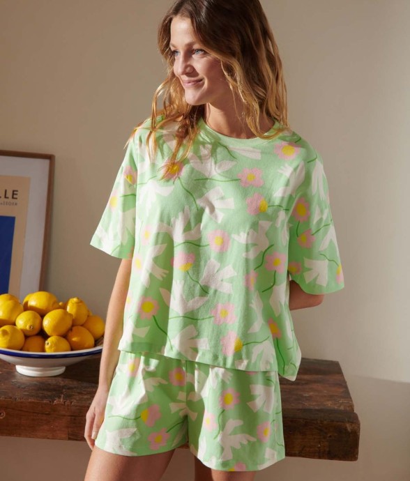 Pyjama Coton Imprimé Bird Vert