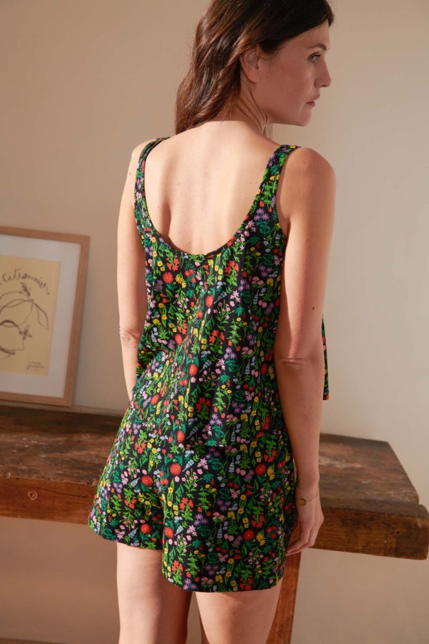 Pyjama Débardeur Coton Pampa Noir