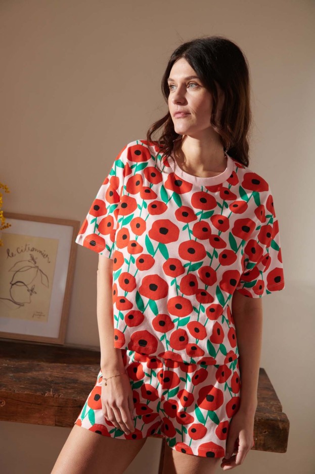 Pyjama Coton Imprimé Coquelicot